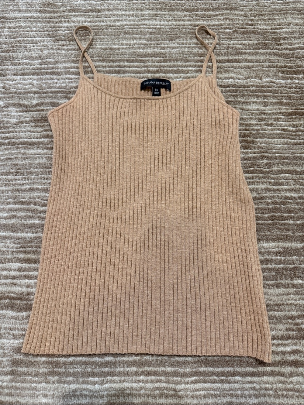 Banana Republic Tan Ribbed Knit Tank with Slim Straps